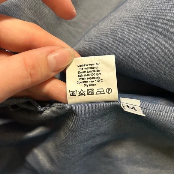 Loretta Caponi Elegant Blue Maxi Dress MockNeck Ruffle Designer Quiet Luxury Med - Picture 14 of 14